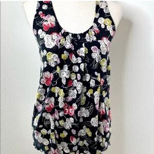 Anthropologie Ric Rac Sleeveless Ruffled Back Floral Top SZ Small